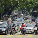Road traffic in Kuala Lumpur, Malaysia.